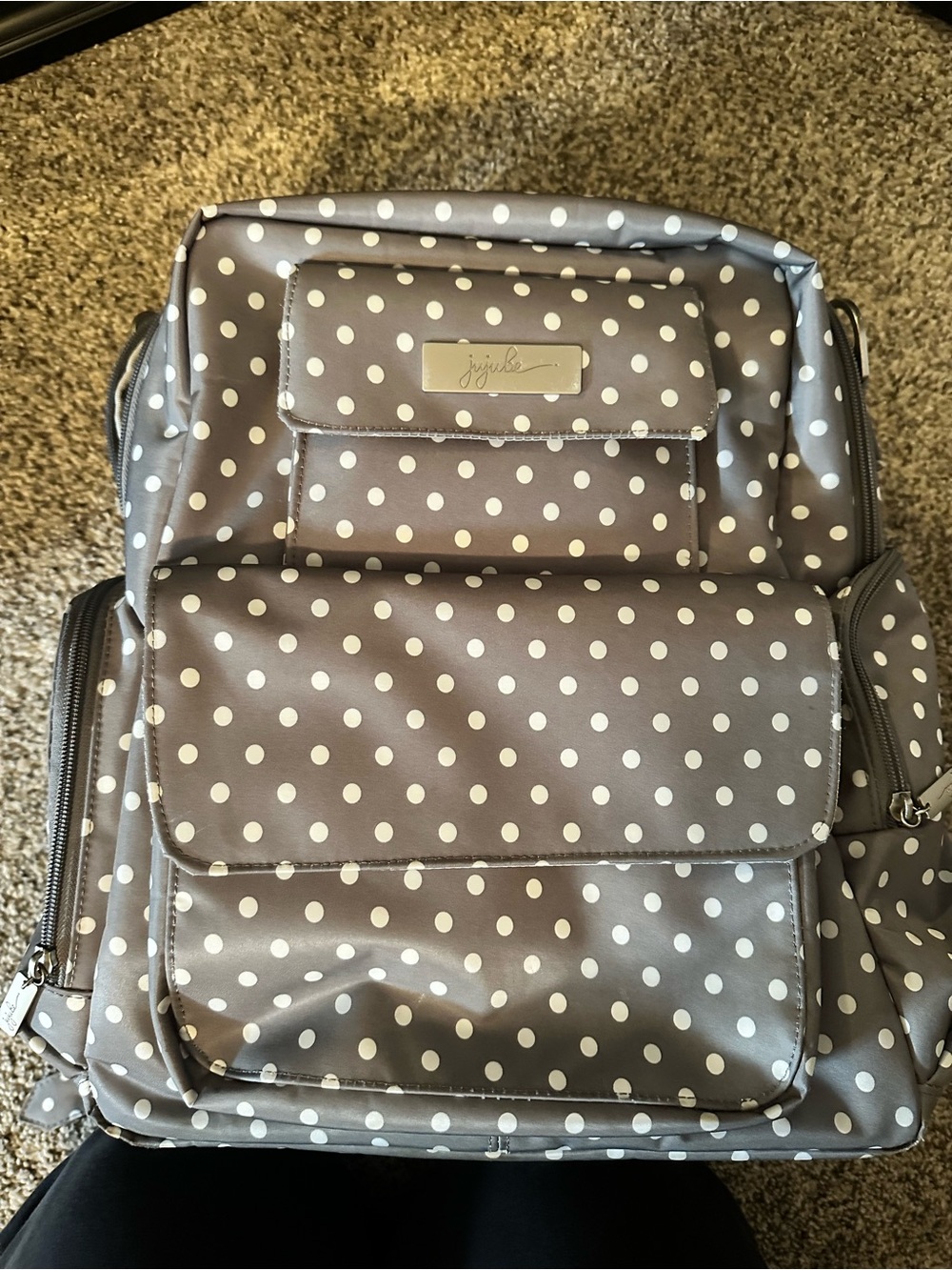 Ju-Ju-Be Gray Polka Dot Backpack